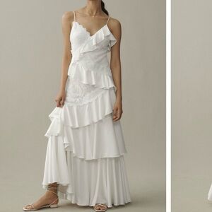 Anthropologie Elegant White Ruffled Women's Dress